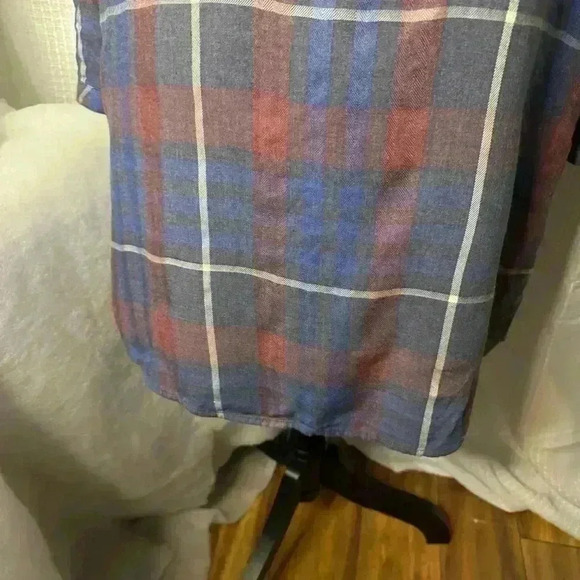 Anthropologie Cloth & Stone Plaid Ruffle V Neck Shirt Dress Size Small - Picture 6 of 13